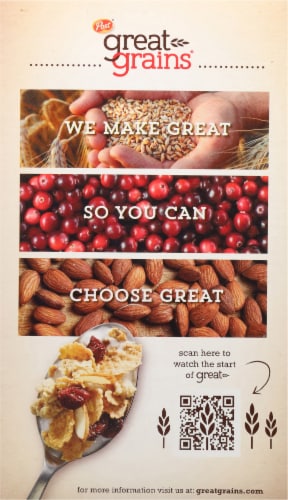 Post Great Grains Cranberry Almond Crunch Breakfast Cereal Perspective: back