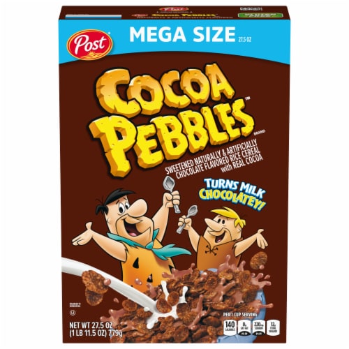 Post® Cocoa Pebbles Mega Size Chocolate Cereal Perspective: back