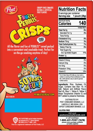 Post® Fruity Pebbles™ Crisps Bag Cereal Perspective: back