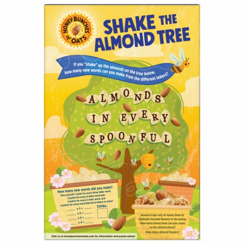 Post Honey Bunches of Oats with Almonds Breakfast Cereal Perspective: back