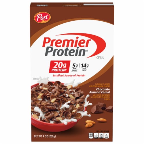 Post® Premier Protein Chocolate Almond Cereal Perspective: back