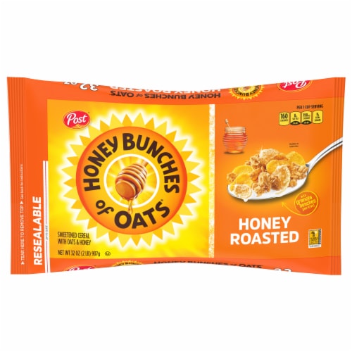 Post Honey Bunches of Oats Honey Roasted Breakfast Bag Cereal Perspective: back