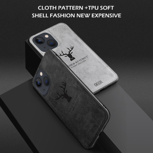 Alpha Digital Luxury Soft Texture Deer Patterned TPU Cloth Protective Case for iPhone13 Perspective: back