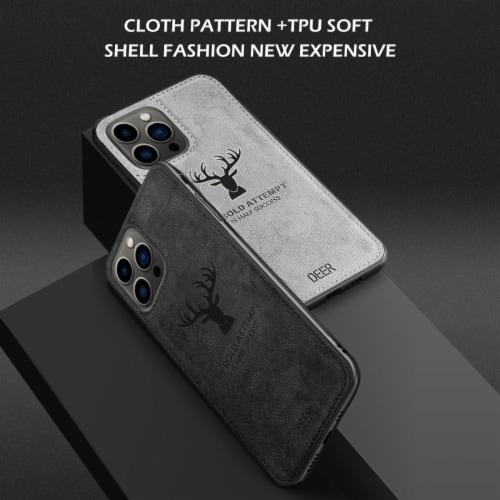 Alpha Digital Luxury Soft Texture Deer Patterned TPU Cloth Protective Case for iPhone13 Pro, Perspective: back