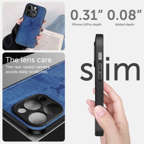 Alpha Digital Luxury Soft Texture Deer Patterned Cloth Protective Case- iPhone14Pro/14 ProMax Perspective: back