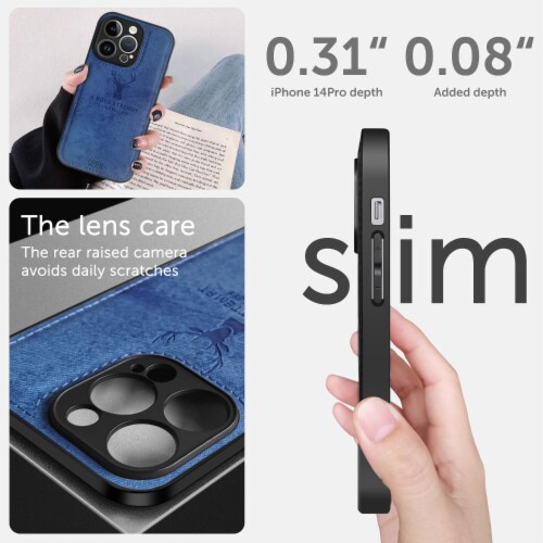 Alpha Digital Luxury Soft Texture Deer Patterned Cloth Protective Case- iPhone14Pro/14 ProMax Perspective: back
