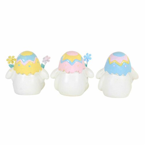 Egg Hat Bunny Figurine - Three Figurines 3.5 Inch, Polyresin - Rabbit St/3 A5088 Perspective: back