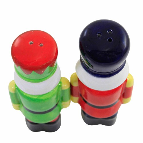 Tabletop Nutcracker Salt And Pepper Dolomite Christmas Shakers Y9957 Perspective: back
