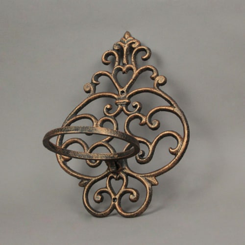 Cast Iron Copper Wall Hanging Flower Pot Holder Mounted Planter