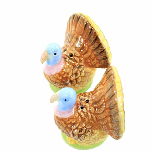 Tabletop Classic Harvest Turkey S&P Dolomite Thanksgiving Gobble Th00012 Perspective: back