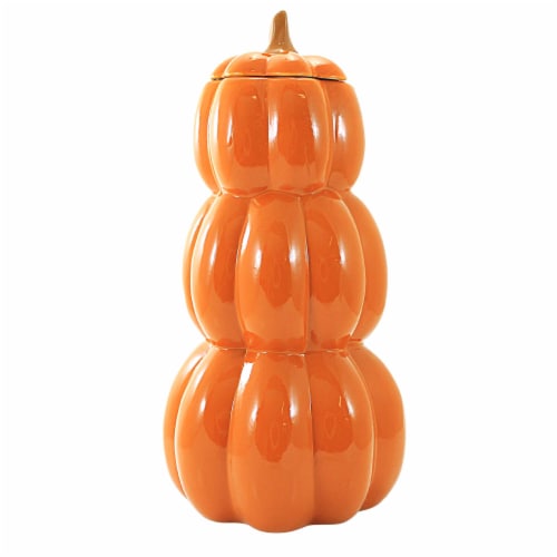 Tabletop Stacked Jacks Treat Jar Dolomite Cookie Biscut Candy Halloween Th00122 Perspective: back