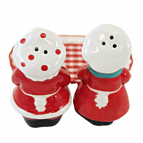 Transpac North Pole Salt And Pepper Shakers 4.00in, Christmas Mr. Mrs. Claus Perspective: back