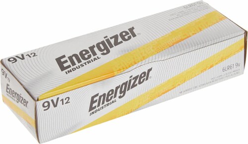Energizer Industrial 9 Volt Batteries, Alkaline 9v Battery (12 Count) Perspective: back