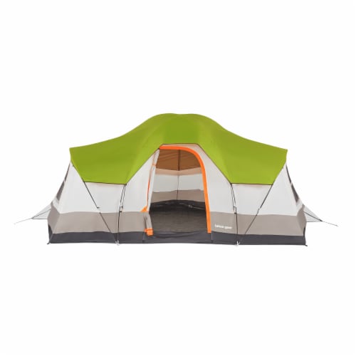 Tahoe Gear Olympia 10 Person 3 Season Outdoor Camping Tent, Green and Orange Perspective: back