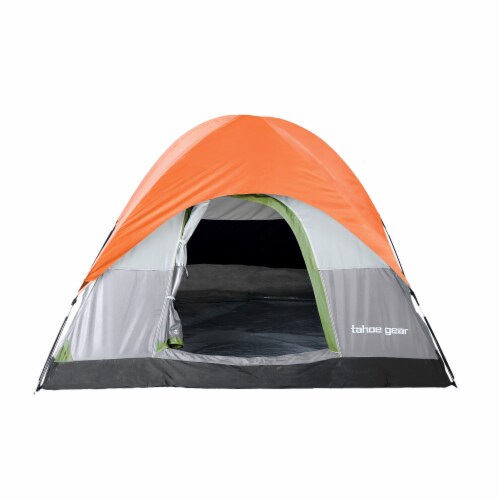 Tahoe Gear Powell 3 Person 3 Season Dome Camping Frame Tent, Green and Orange Perspective: back