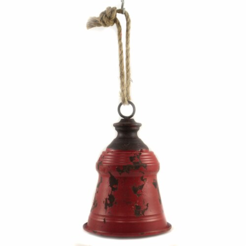 Home Decor 9.50 Inch Red Metal Bell Tin Decorate Christmas Holiday Xc423339 Perspective: back