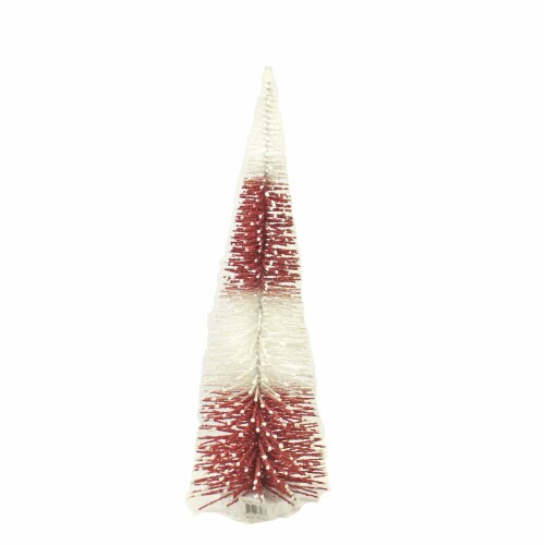 Christmas Rd/Wh Bottle Brush Tree Med Plastic Home Decor 2-Tones Xt854231 Perspective: back