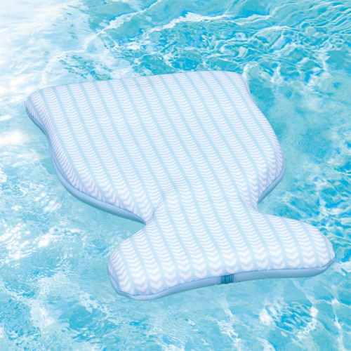 COMFY FLOATS Single Person Saddle Pool Float Lounger, Blue with Chevron Pattern Perspective: back