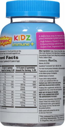 Emergen-C Kidz Immune+ Excellent Elderberry Dietary Supplement Gummies Perspective: back