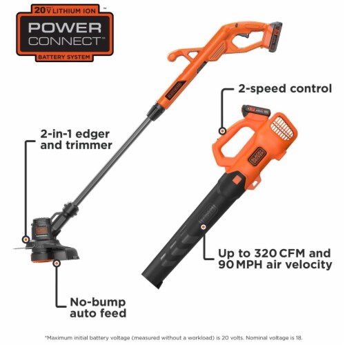 BLACK+DECKER 20V MAX Powerconnect Axial Leaf Blower and String Trimmer