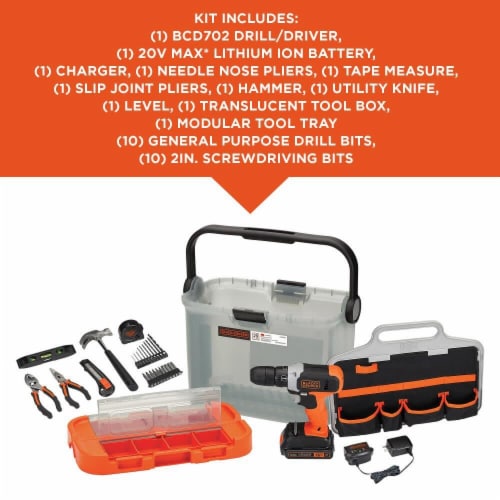 BLACK+DECKER 20V MAX Lithium-Ion Cordless Drill and Project Kit