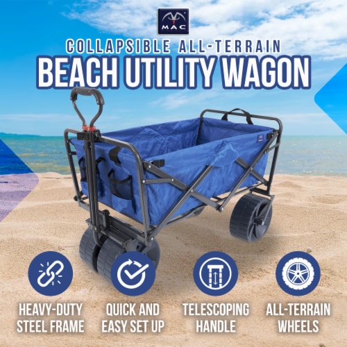 Mac Sports Collapsible All Terrain Beach Utility Wagon - Blue / Black Perspective: back