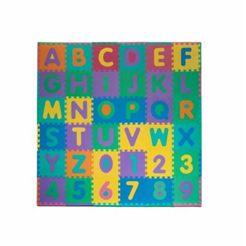 96 PC Foam Floor Alphabet & Number Puzzle Mat For Kids Perspective: back