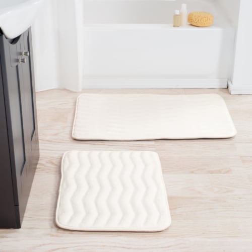 Lavish Home 2 Piece Memory Foam Bath Mat Set - Off-White Perspective: back