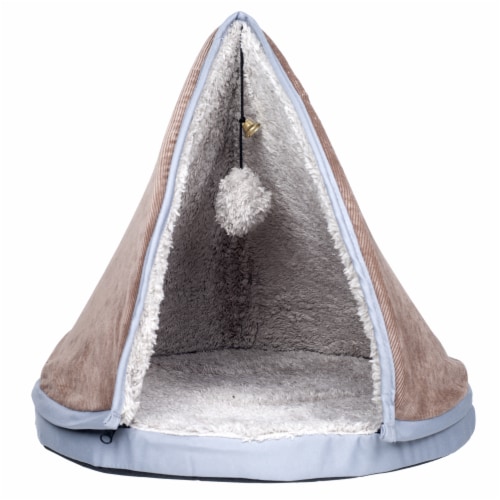 Petmaker 80-D070 18 dia. Removable Teepee Top Sleep & Play Cat Bed - Tan Perspective: back