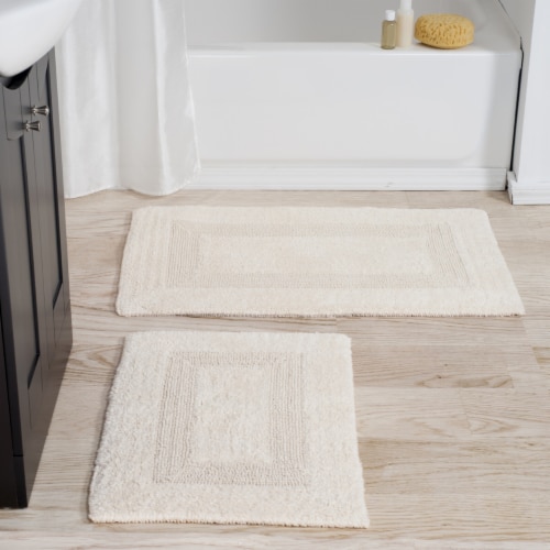 Lavish Home 100% Cotton 2 Piece Reversible Rug Set - Ivory Perspective: back