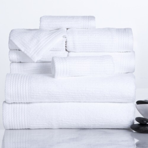 Chic Home Dobby Border Turkish Cotton 4 Piece Bath Towel Set in White