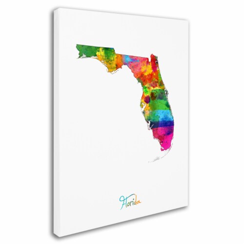 Michael Tompsett 'Florida Map' Canvas Wall Art 35 x 47 Inches, 1 unit