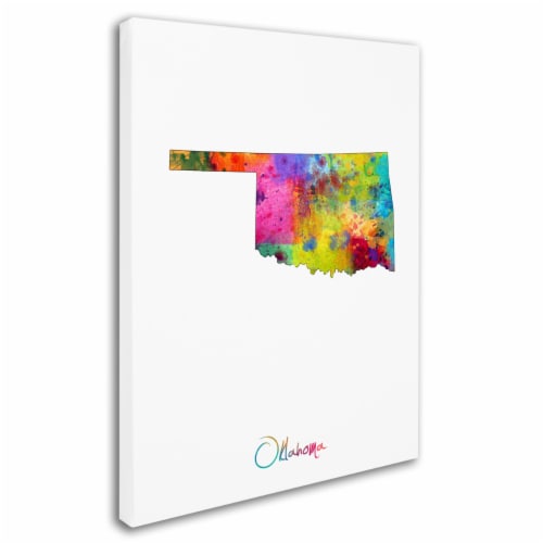 Michael Tompsett 'Oklahoma Map' Canvas Wall Art 35 x 47 Inches Perspective: back