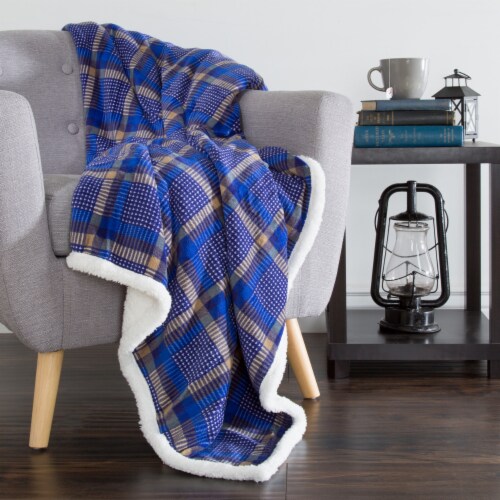 Plaid sherpa top blanket