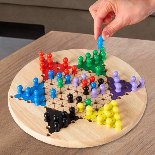 Chinese Checkers 11 Inch Wooden Game Board Set for Family Fun