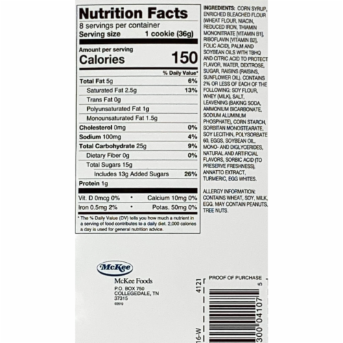 Little Debbie Raisin Crème Pies, 10.15 oz Per Box, 8 Count Per Box, 16 Boxes Perspective: back