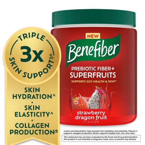 Benefiber Prebiotic Fiber + Superfruits Dietary Supplement, Strawberry Dragon Fruit Flavor Perspective: back