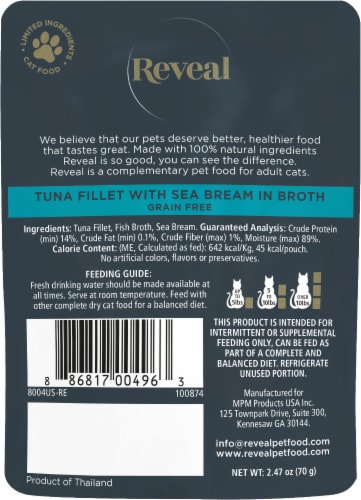 Reveal Tuna Fillet with Sea Brim Wet Cat Food Perspective: back
