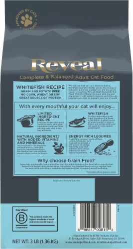 Reveal Adult Complete Dry Cat Food Whitefish Recipe Perspective: back