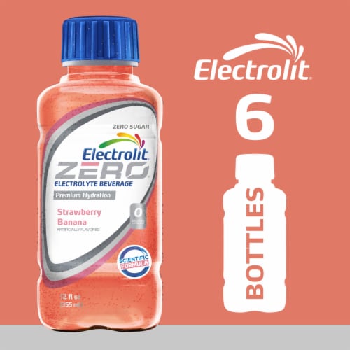 Electrolit Premium Hydration Zero Sugar Strawberry Banana Sports Drink Multipack Bottles Perspective: back