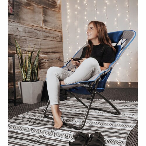 Zenithen Foldable Rectangular Air Mesh Outdoor Bungee Chair Blue