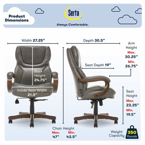 Serta Conway Big and Tall Executive Office Chair with Wood Accents