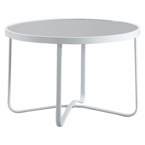 Elle Decor Mirabelle Outdoor Coffee Table in French White Perspective: back
