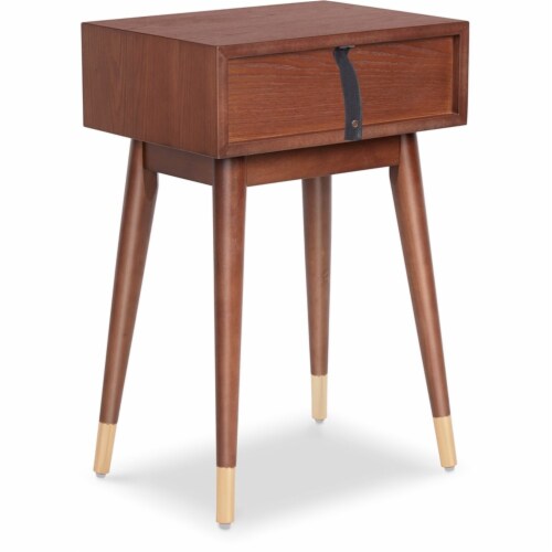 Adore Decor Sutton Mid-Century Modern Side Table Walnut Brown, 1 - Fred