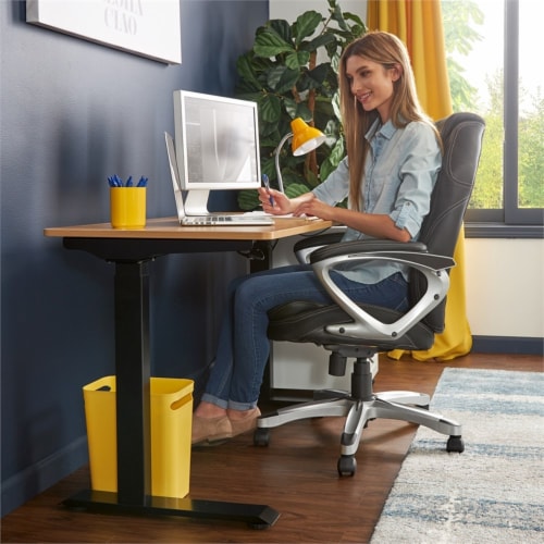 Serta Creativity Electric Height Adjustable Standing Desk Light Brown Perspective: back