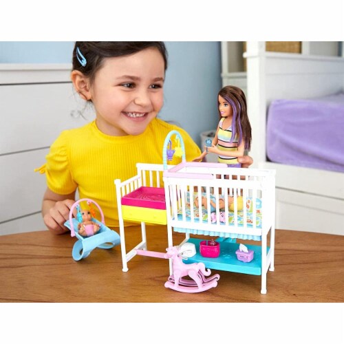 Mattel Barbie Skipper Babysitters Inc Nap n Nurture Nursery Dolls and Playset Perspective: back