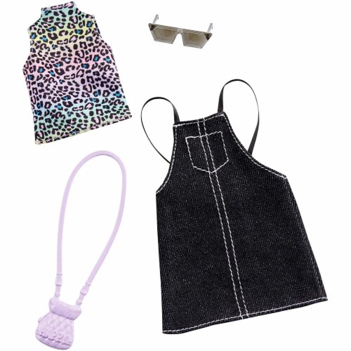 Barbie Black Denim Jumper and Animal Print Top Plus Accessories Perspective: back