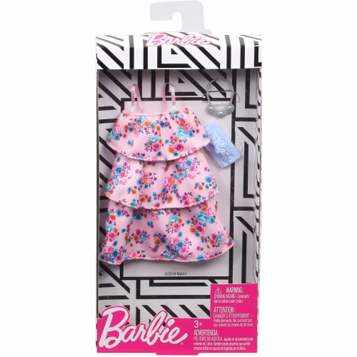 Barbie Doll Dress & Accessories - Pink Floral Perspective: back