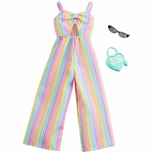 Barbie® Jumpsuit & Doll Accessories - Rainbow-Striped Perspective: back