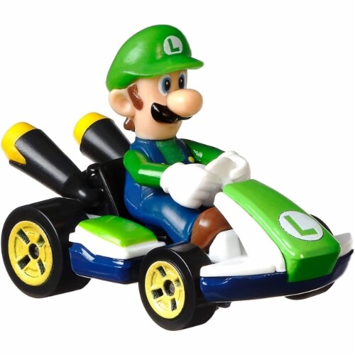 Mattel® Hot Wheels® Mario Kart™ Luigi Standard Kart Toy Vehicle Perspective: back